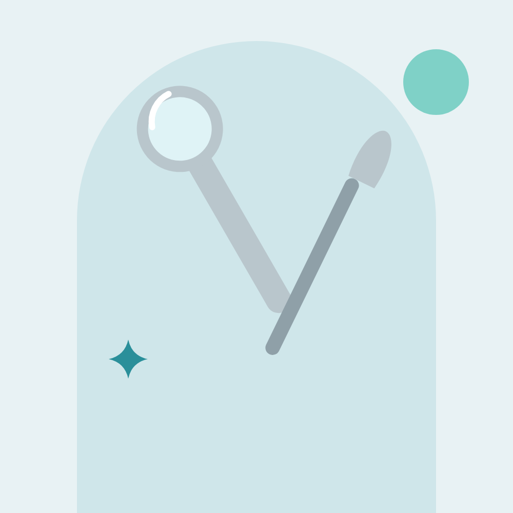 Illustration of a dental mirror and probe